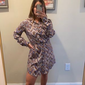 Parker Silk Button Up Mini Shirt Dress Size S